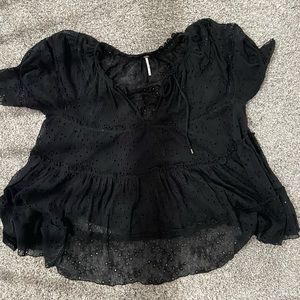 Free People Black Blouse
